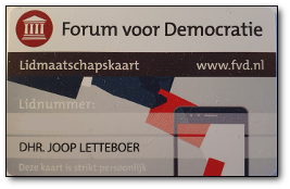 De lidmaatschapskaart van Forum voor Democratie